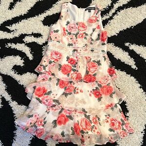 Girls Floral Ruffle Sleeveless Dress Size 12